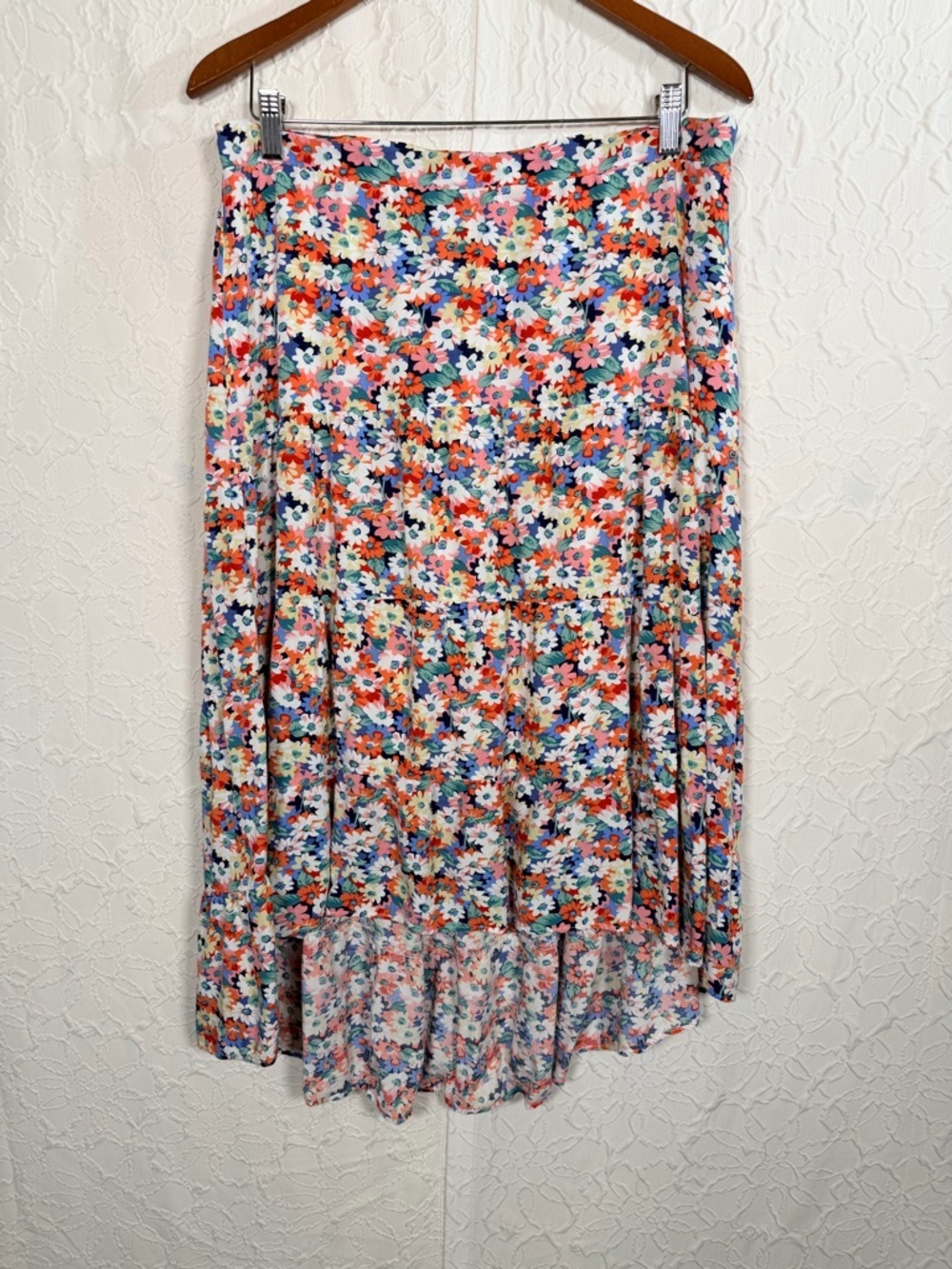 Pretty Garden High Low Floral Maxi Skirt Sz XL